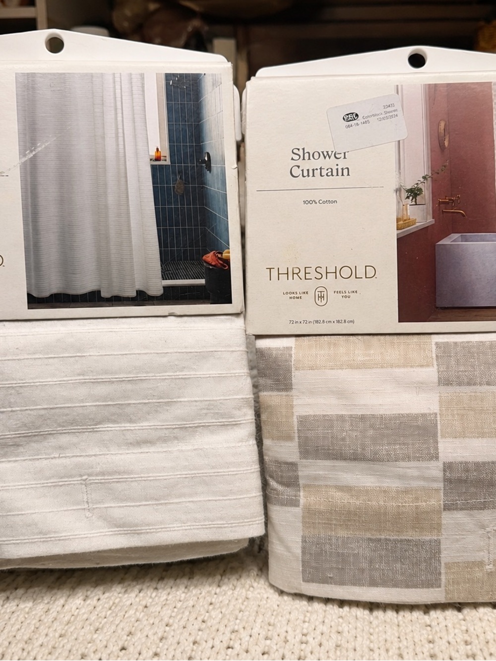 Set of 2 Threshold Cotton Shower Curtains – Neutral Colors